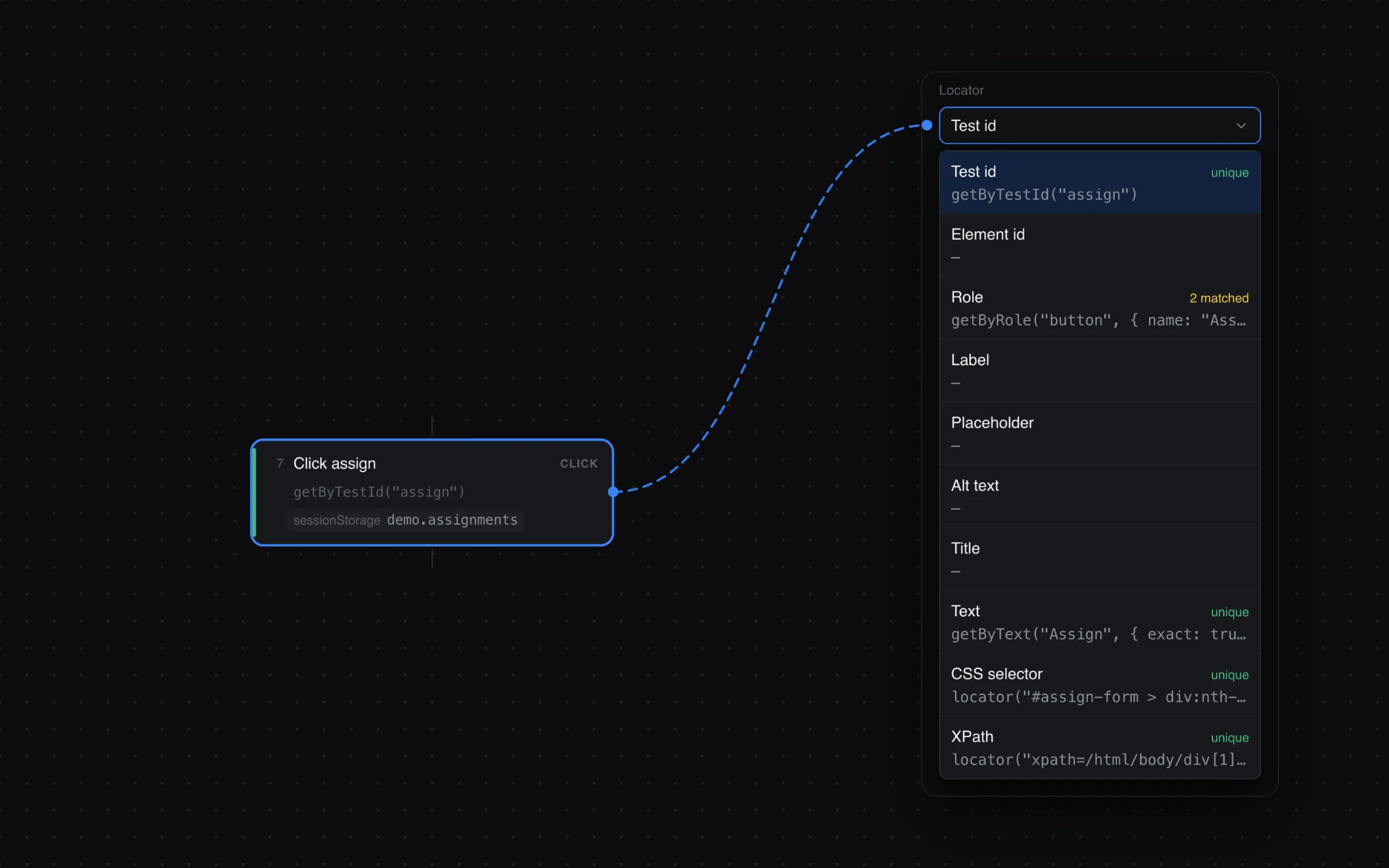 Stable locators, verified on the live page